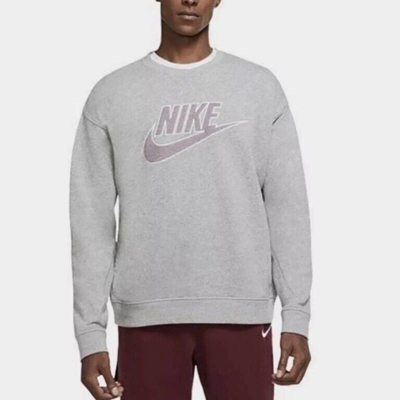 Nike Retrowear NSW Sweatshirt Crewneck Purple Grey Revival FT GX - Picture 1 of 10